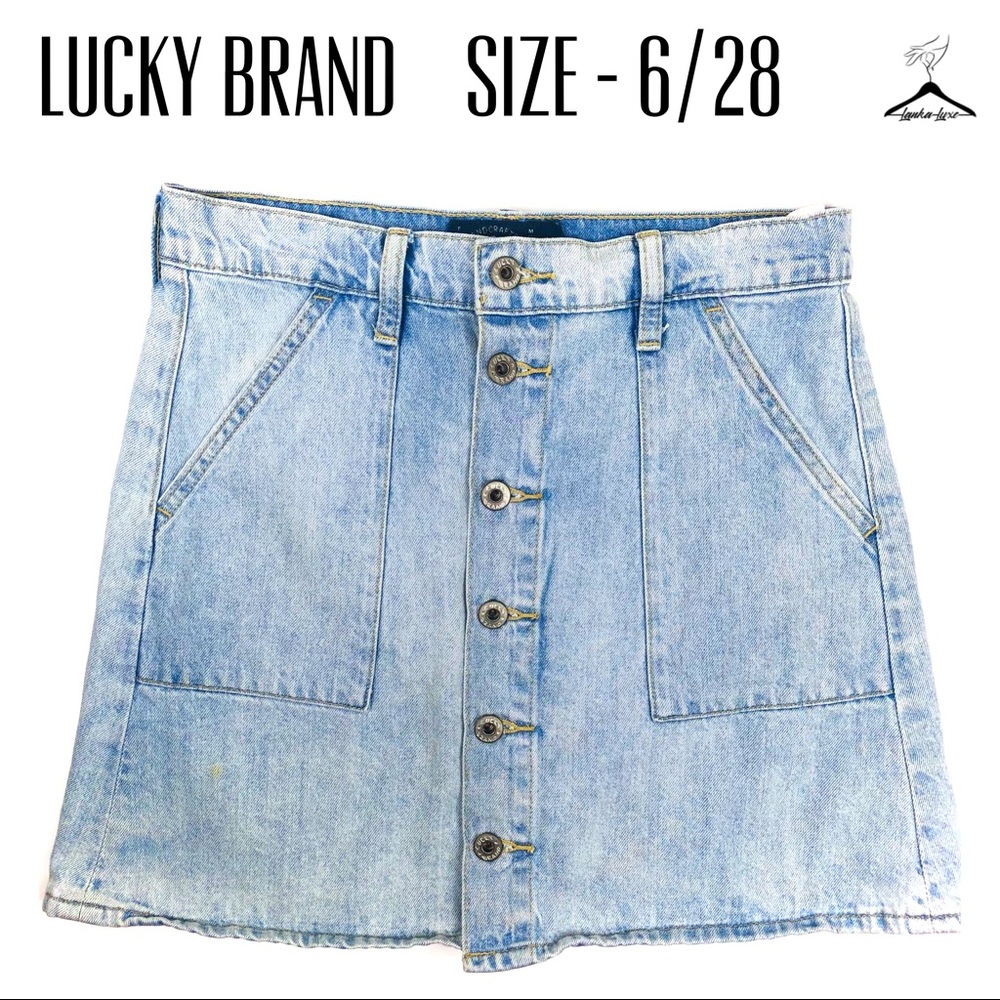 Lucky Brand Blue Utility Button Down Jean Skirt